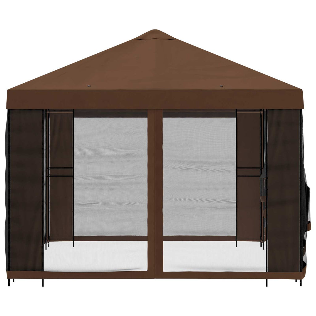 Garten Pavillon mit Seitenwänden 4 x 3 m Braun