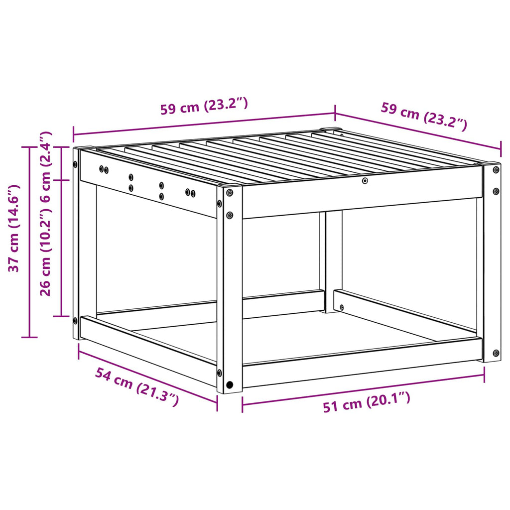 Outdoor-Fußhocker Massivholz Akazie Natur 59 x 59 x 37 cm