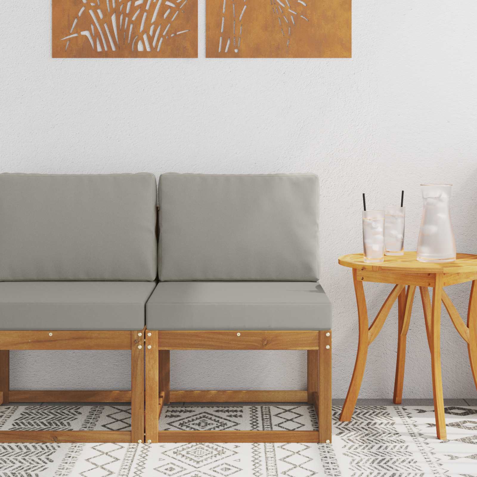 Outdoor Mittelsofa Massivholz Akazie