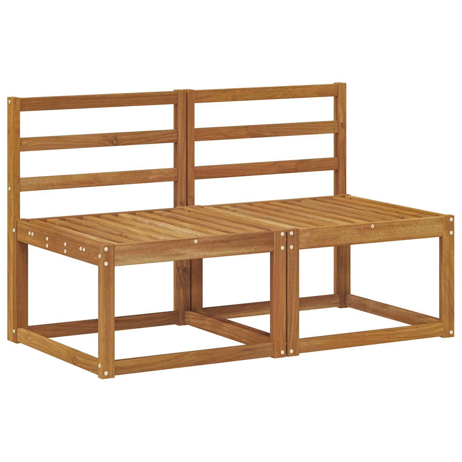 2 Stück Outdoor Mittelsofa Massivholz Akazie Natur
