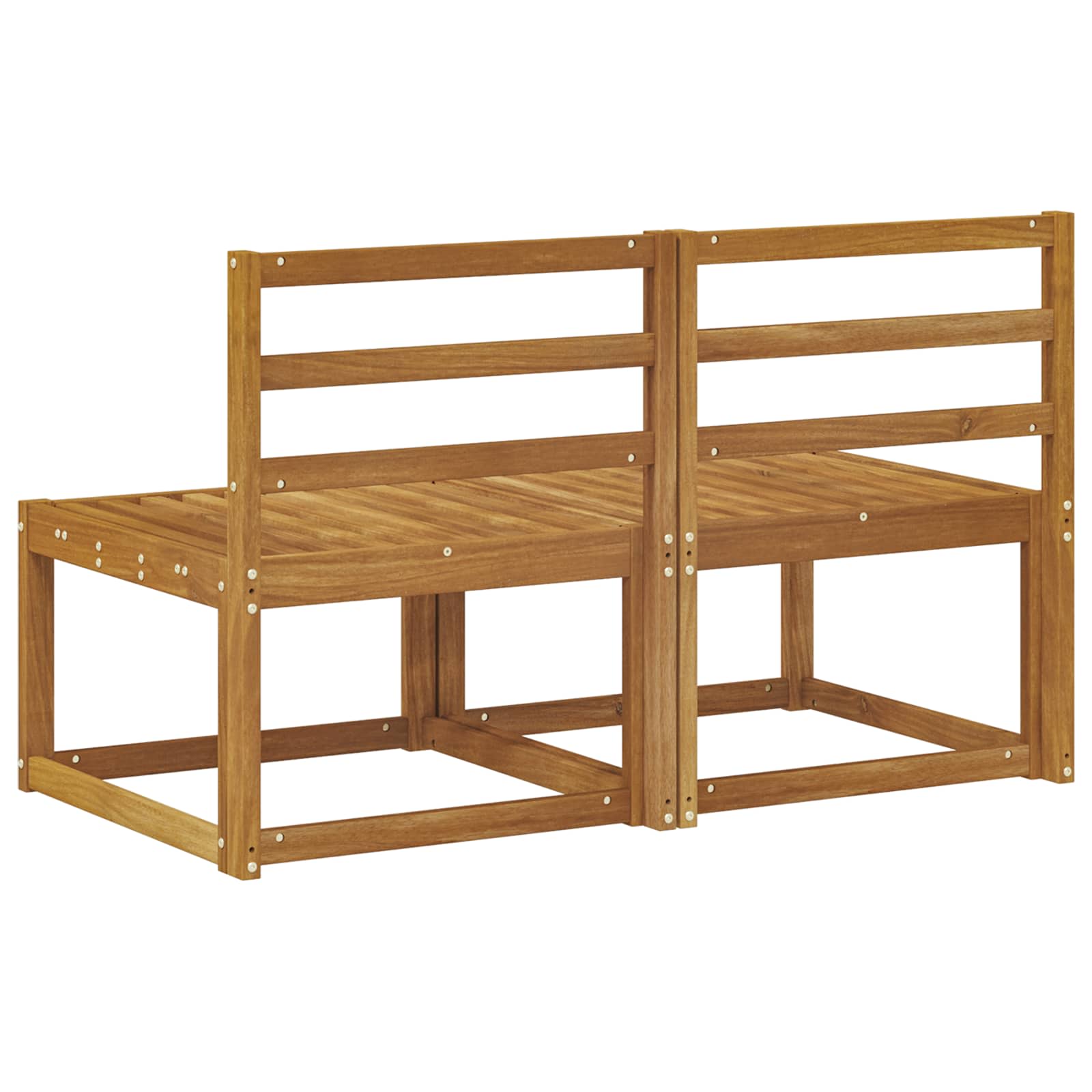 2 Stück Outdoor Mittelsofa Massivholz Akazie Natur