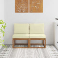 2 Stück Outdoor Mittelsofa Massivholz Akazie