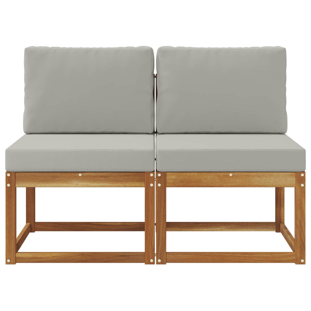2 Stück Outdoor Mittelsofa Massivholz Akazie Natur