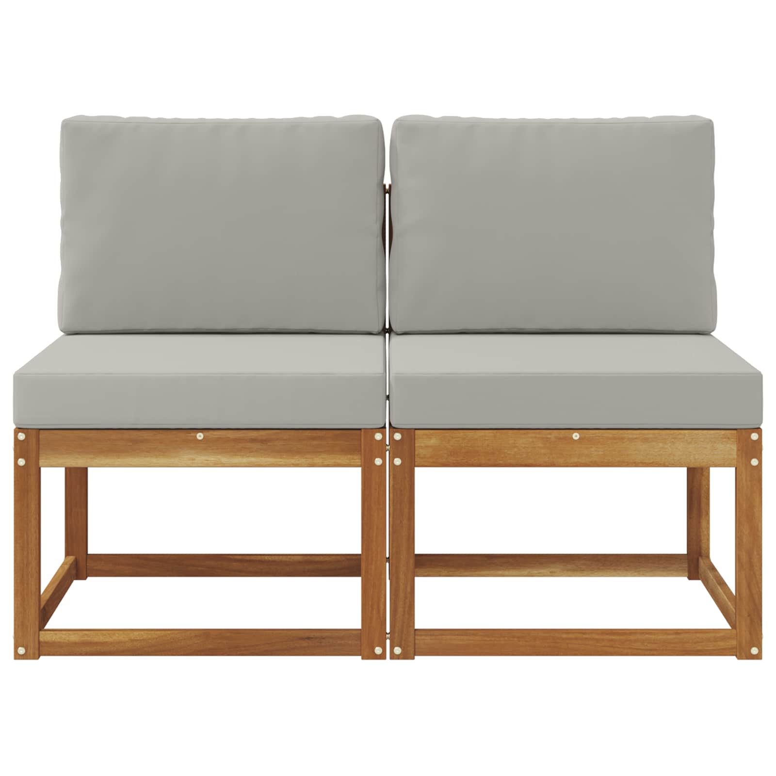2 Stück Outdoor Mittelsofa Massivholz Akazie Natur