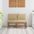 2 Stück Outdoor Mittelsofa Massivholz Akazie Natur