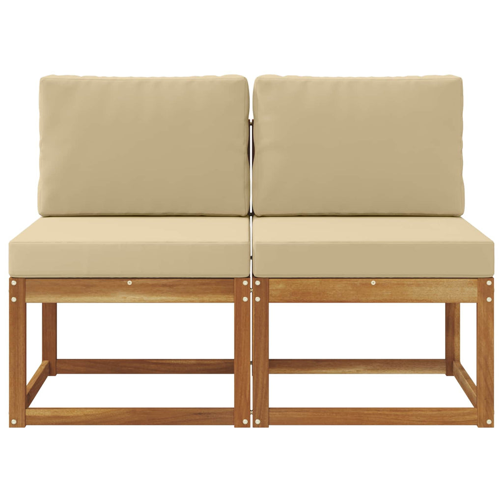 2 Stück Outdoor Mittelsofa Massivholz Akazie Natur
