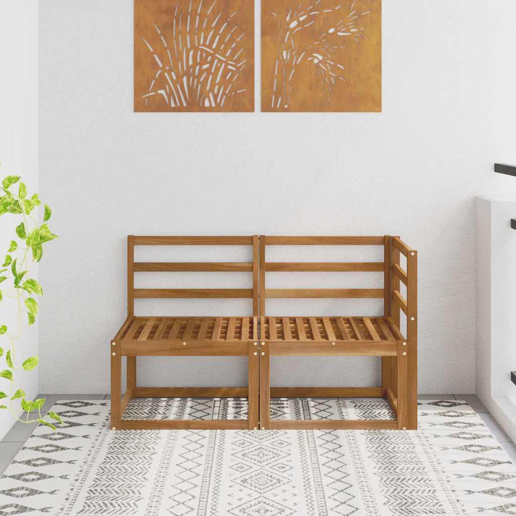 Outdoor Mittel- und Ecksofa 2 Stück Natur Massivholz Akazie