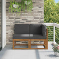 Outdoor Mittel- und Ecksofa 2 Stück Natur und Anthrazit
