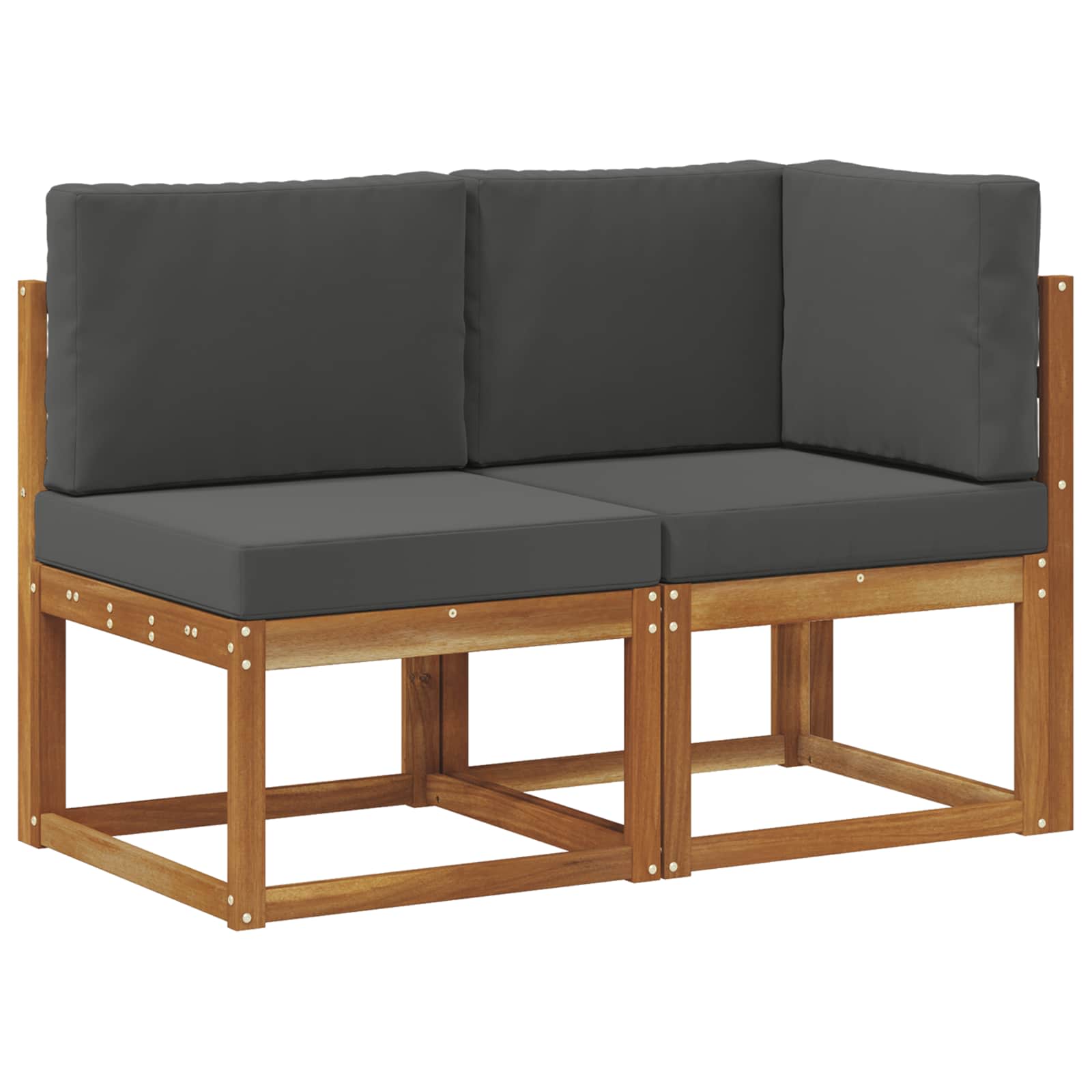 Outdoor Mittel- und Ecksofa 2 Stück Natur und Anthrazit