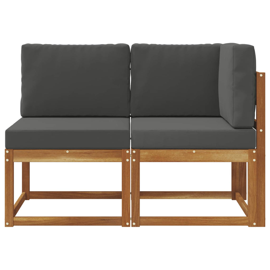 Outdoor Mittel- und Ecksofa 2 Stück Natur und Anthrazit