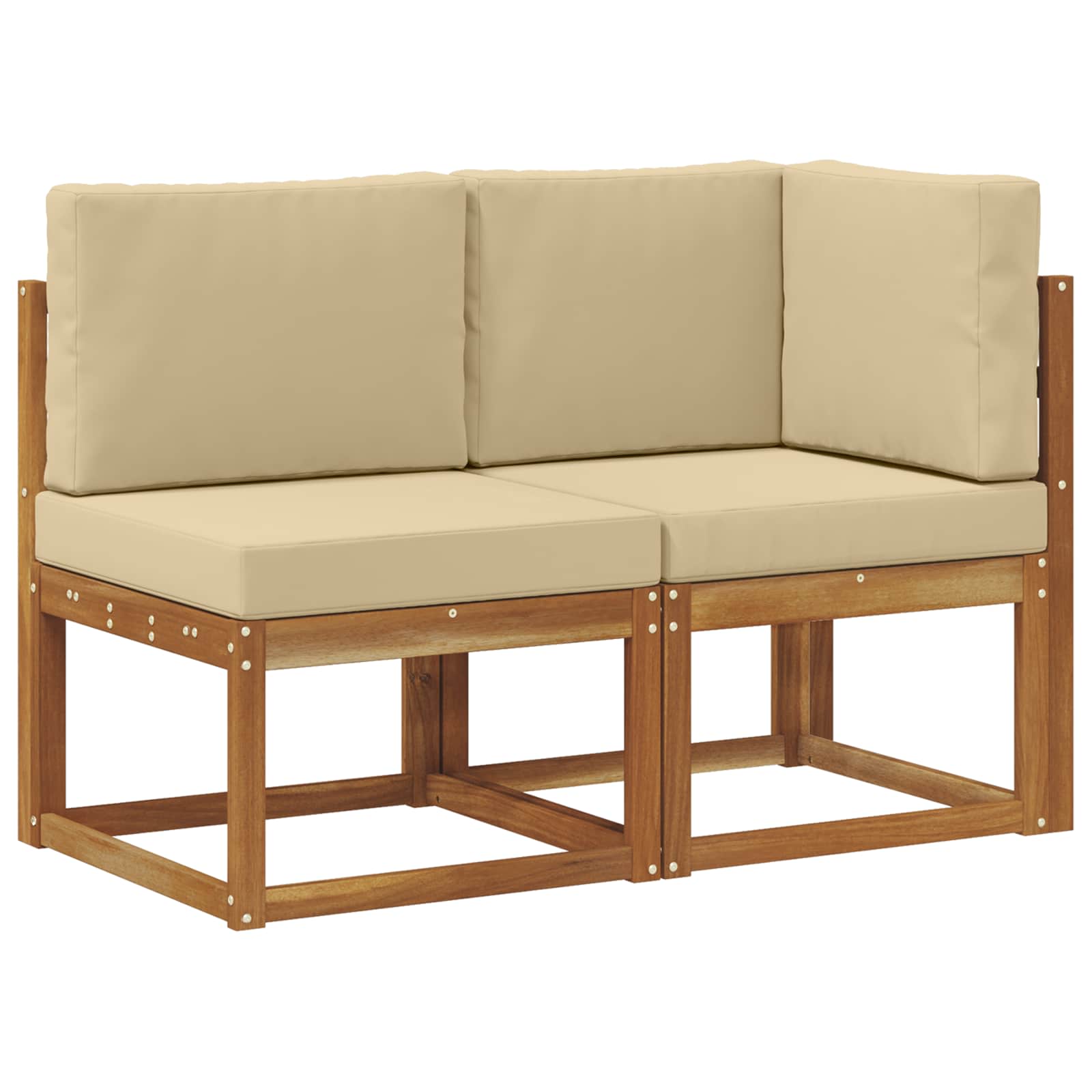 Outdoor Mittel- und Ecksofa mit Kissen 2 Stück Natur und Beige