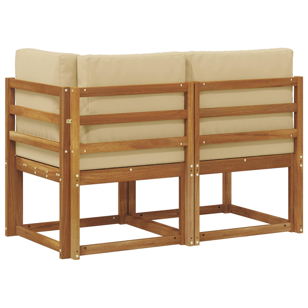 Outdoor Mittel- und Ecksofa mit Kissen 2 Stück Natur und Beige