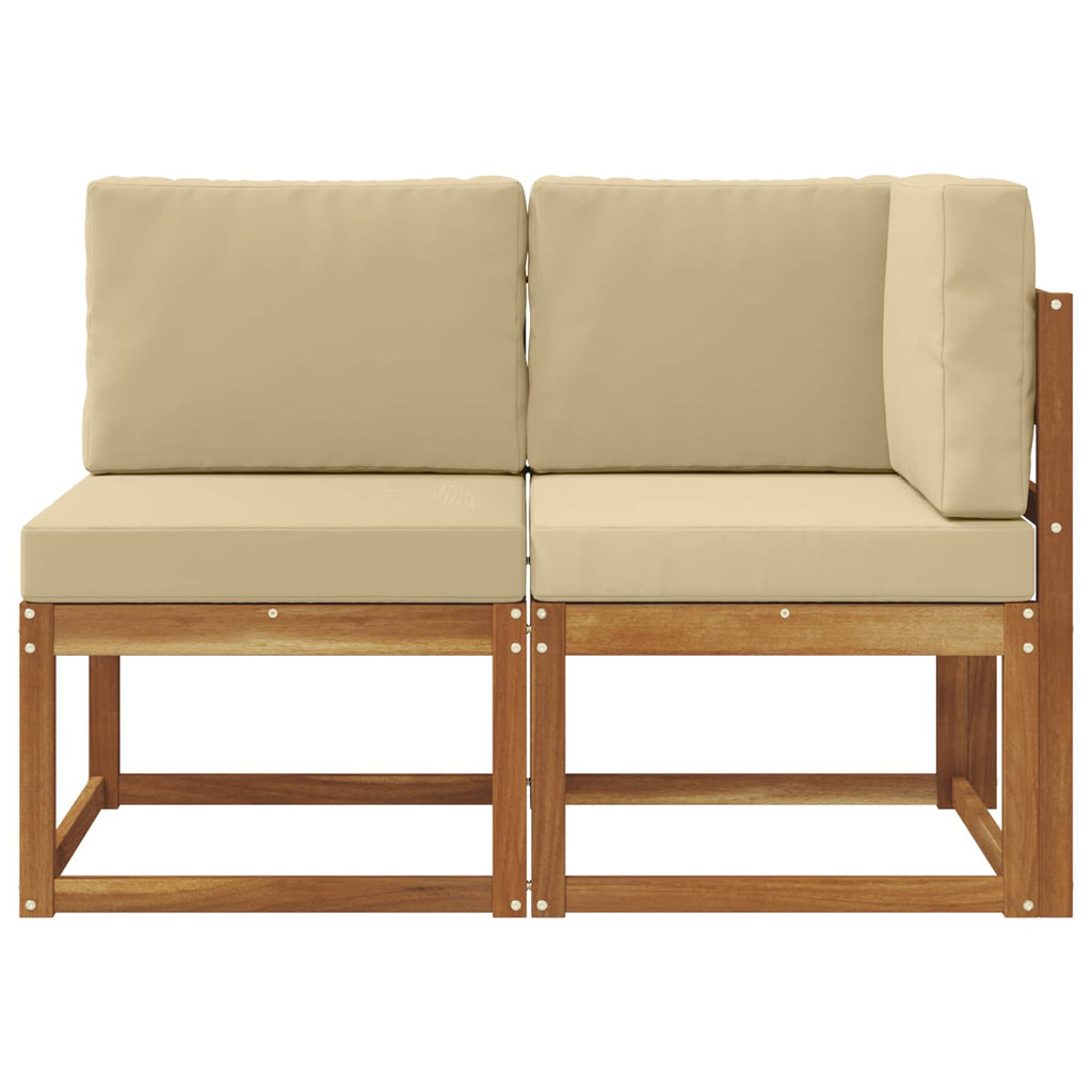 Outdoor Mittel- und Ecksofa mit Kissen 2 Stück Natur und Beige