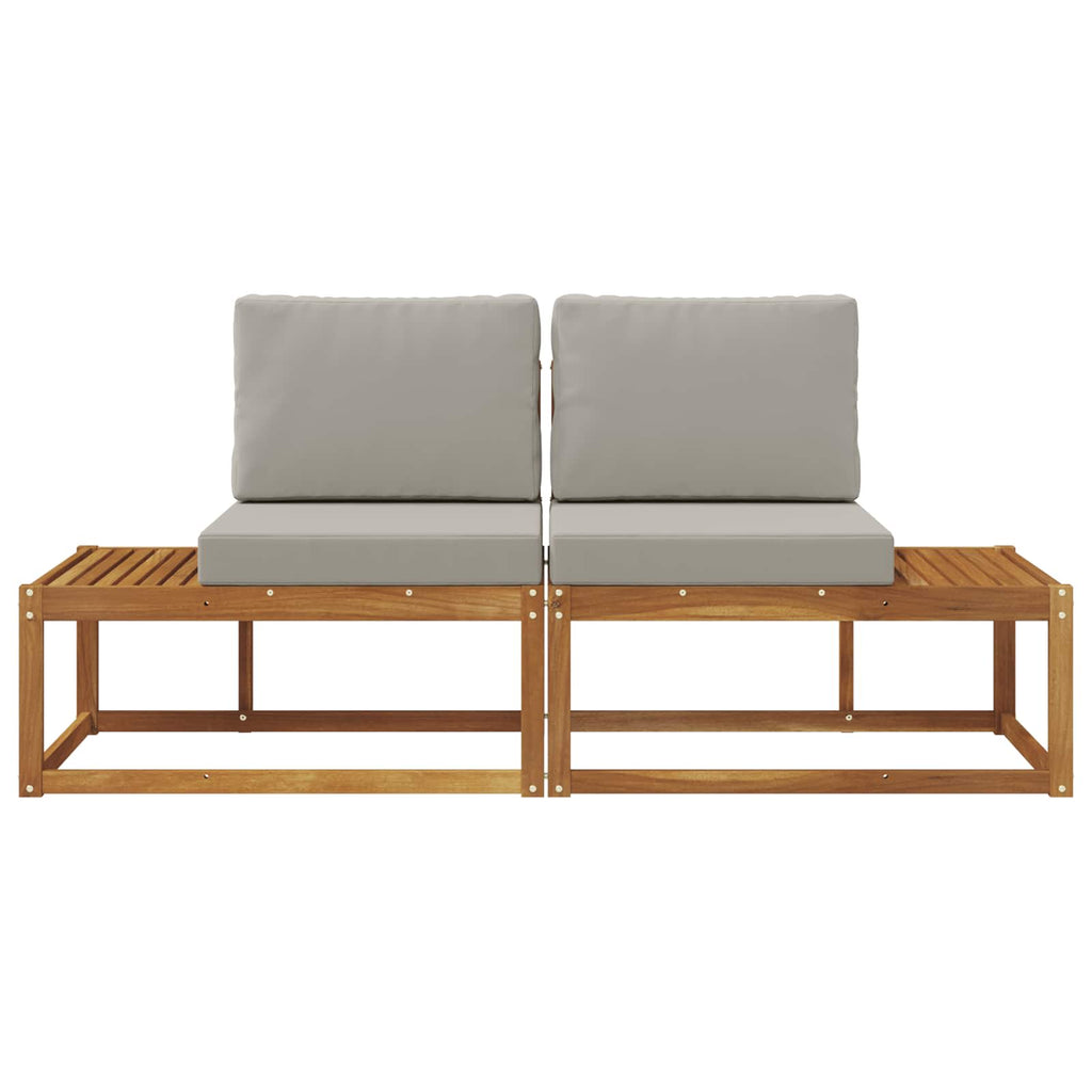 Outdoor End Sofa mit Kissen 2 Stück Natürlich und Hellgrau