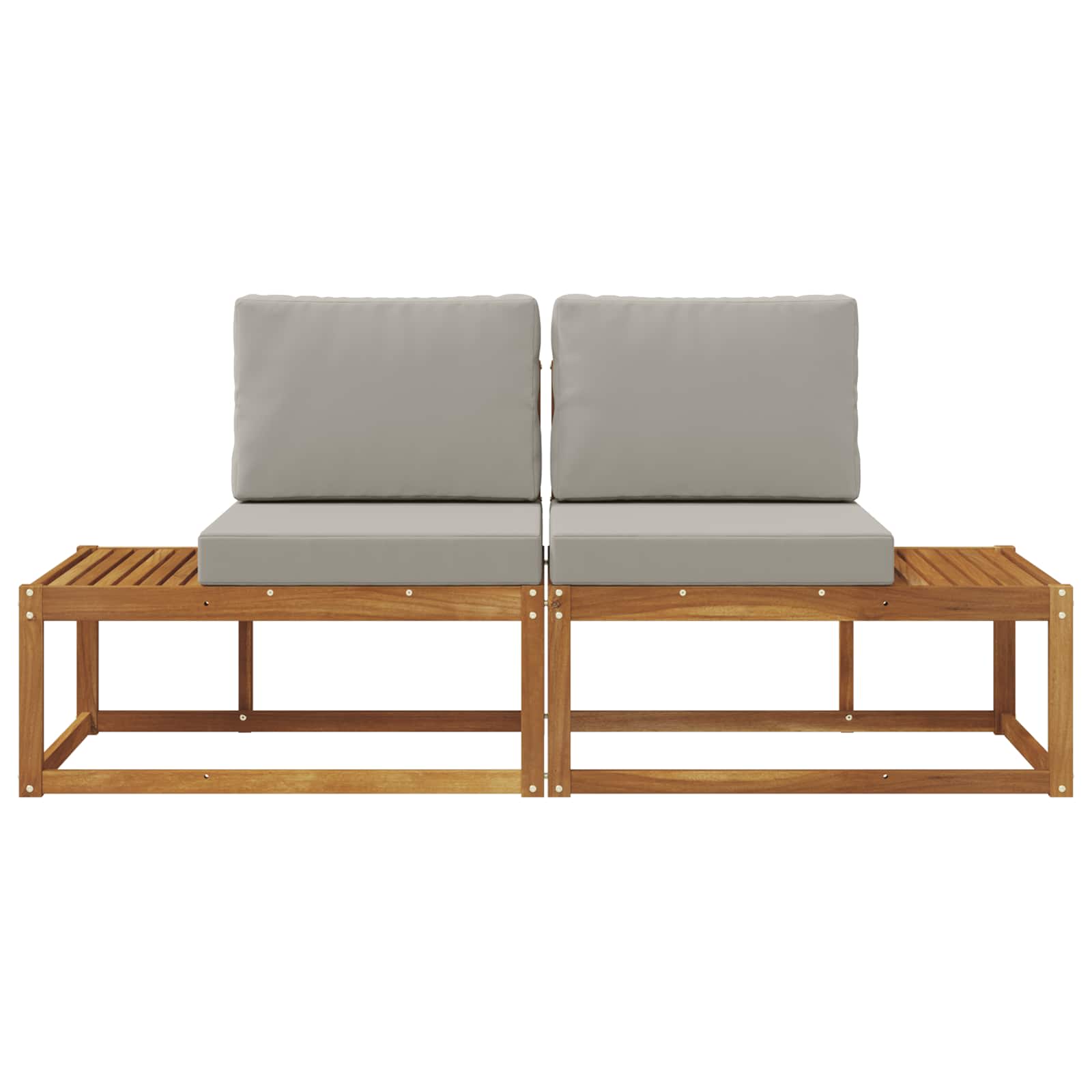Outdoor End Sofa mit Kissen 2 Stück Natürlich und Hellgrau