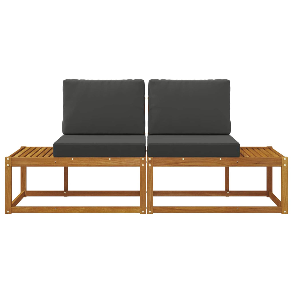 Outdoor End Sofa 2 Stück Natur und Anthrazit Massivholz Akazie