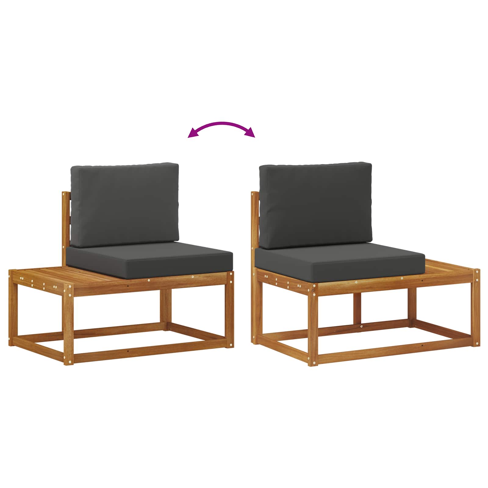 Outdoor End Sofa 2 Stück Natur und Anthrazit Massivholz Akazie