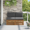 2 Stück Outdoor Mittelsofa Massivholz Akazie Natur