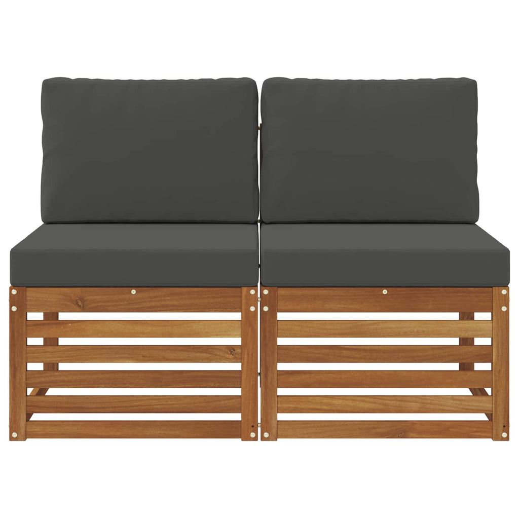 2 Stück Outdoor Mittelsofa Massivholz Akazie Natur