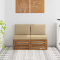 2 Stück Outdoor Mittelsofa Massivholz Akazie Natur