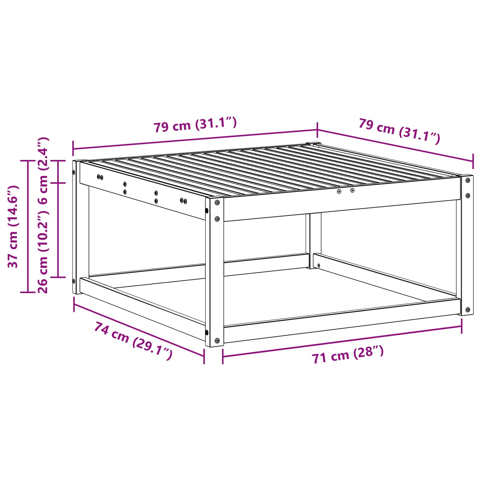Tisch für Outdoor Natur 79 x 79 x 37 cm