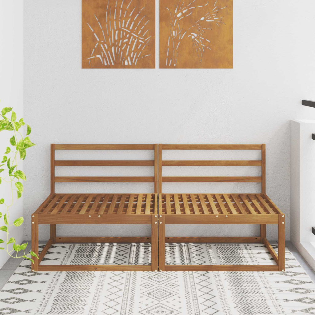 2 Stück Outdoor Mittelsofa Natur 158 x 83 x 73 cm