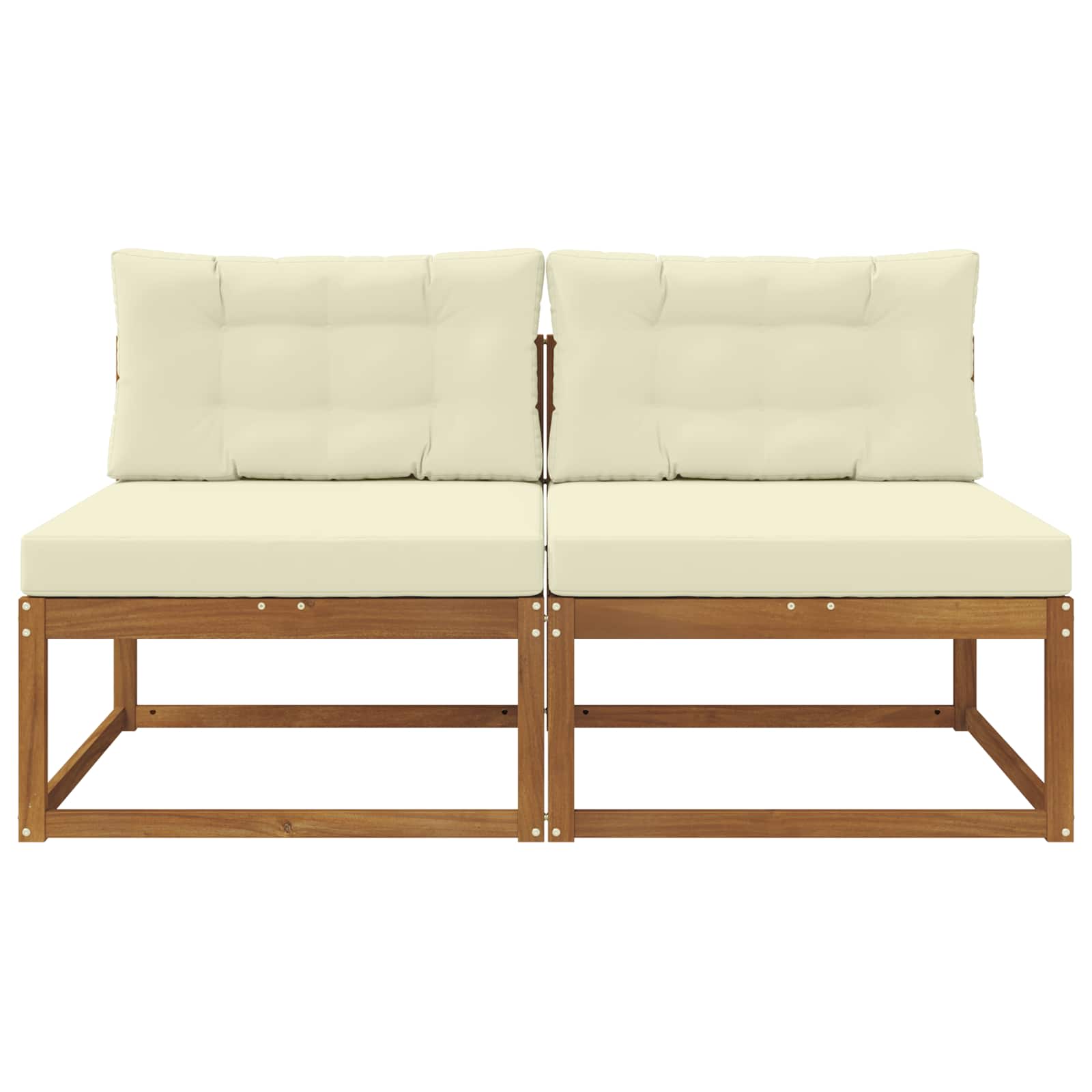 Outdoor Mittelsofa mit Kissen 2 Stück Natur