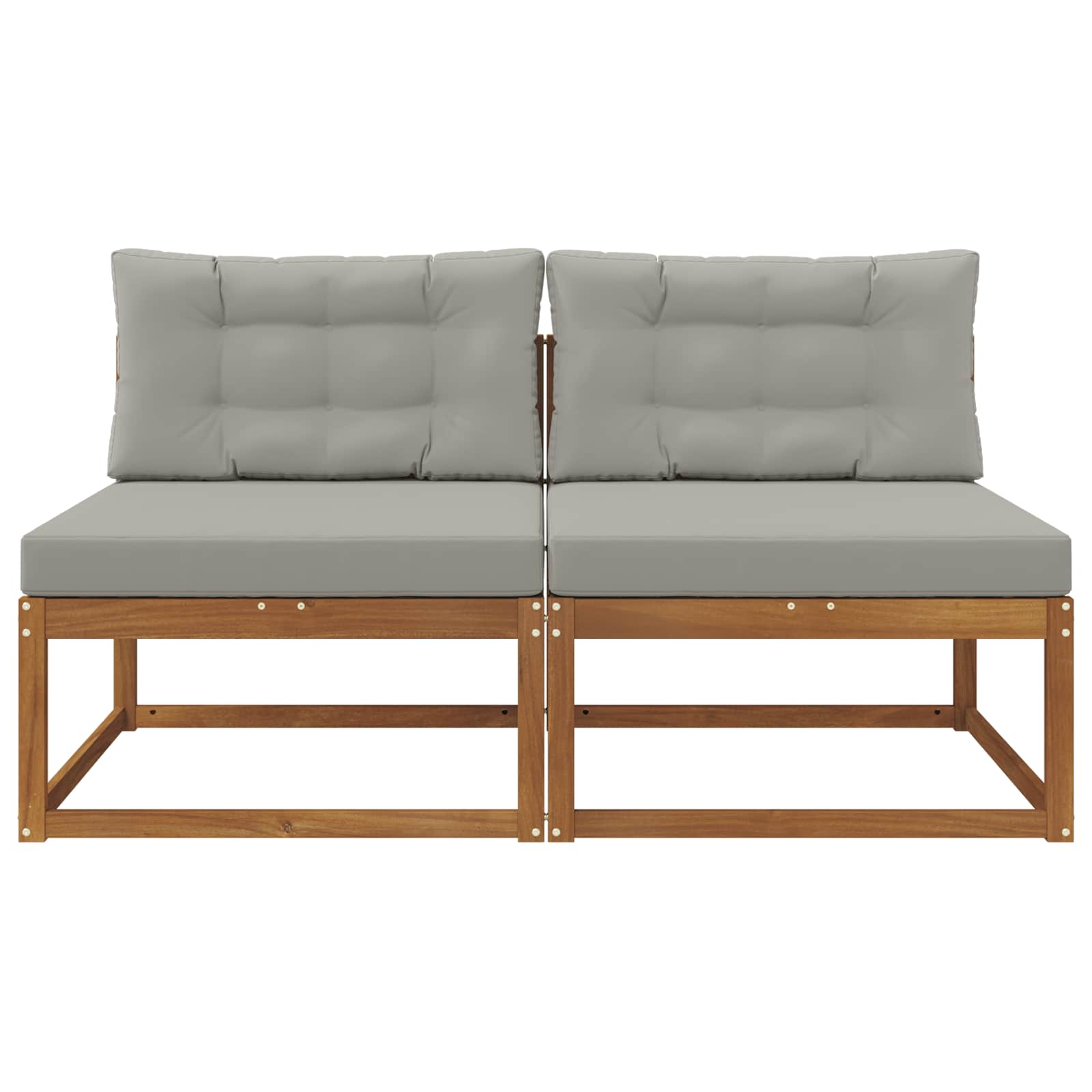 Outdoor Mittelsofa mit Kissen 2 Stück Natur