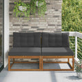 Outdoor Mittelsofa mit Kissen 2 Stück Natur