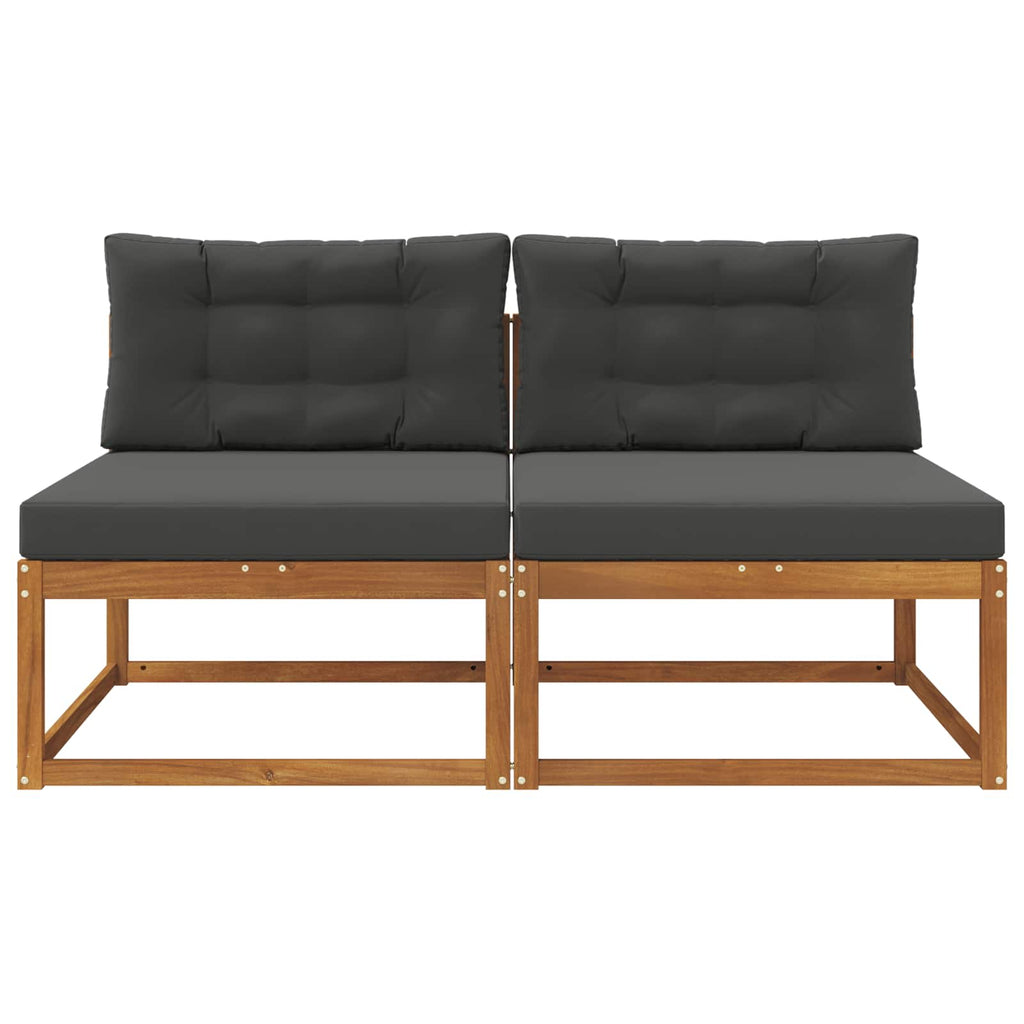 Outdoor Mittelsofa mit Kissen 2 Stück Natur
