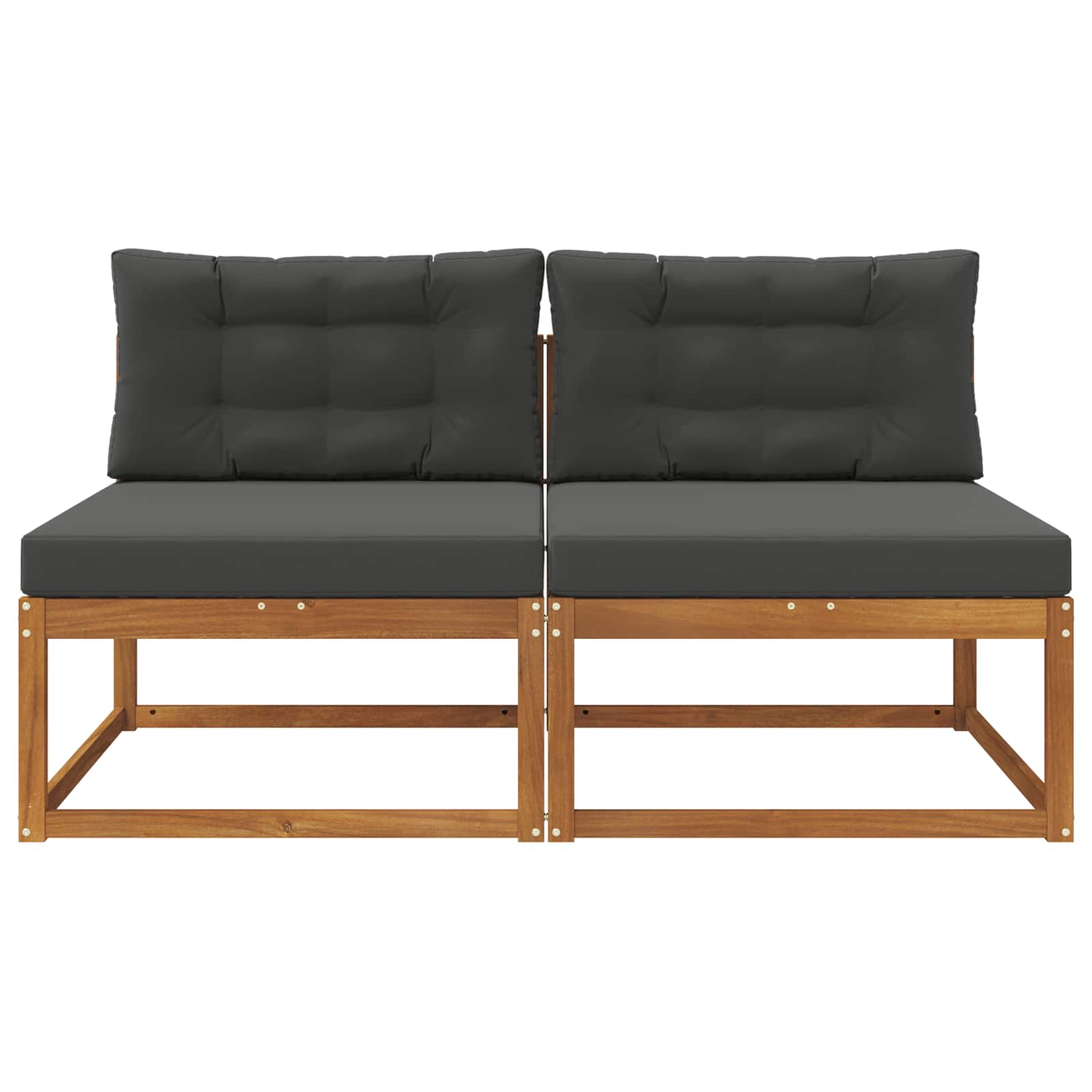 Outdoor Mittelsofa mit Kissen 2 Stück Natur