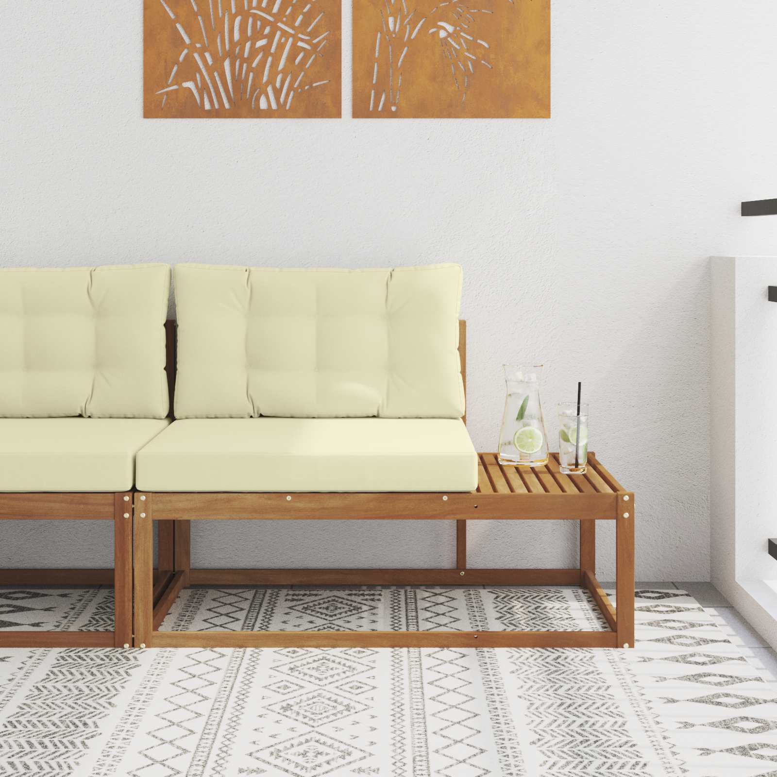 Outdoor Endsofa mit Kissen Natur 115 x 83 x 73 cm