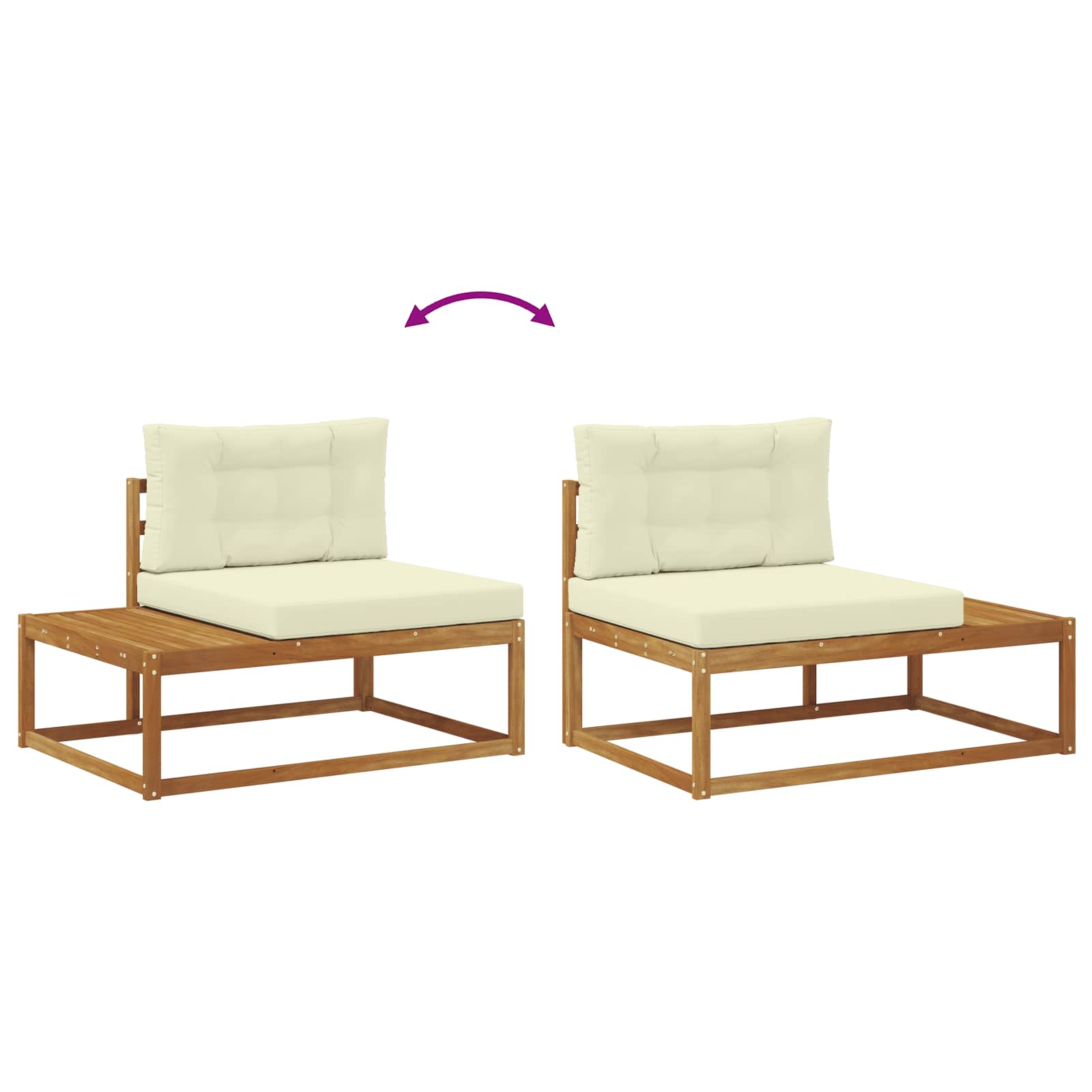 Outdoor Endsofa mit Kissen Natur 115 x 83 x 73 cm