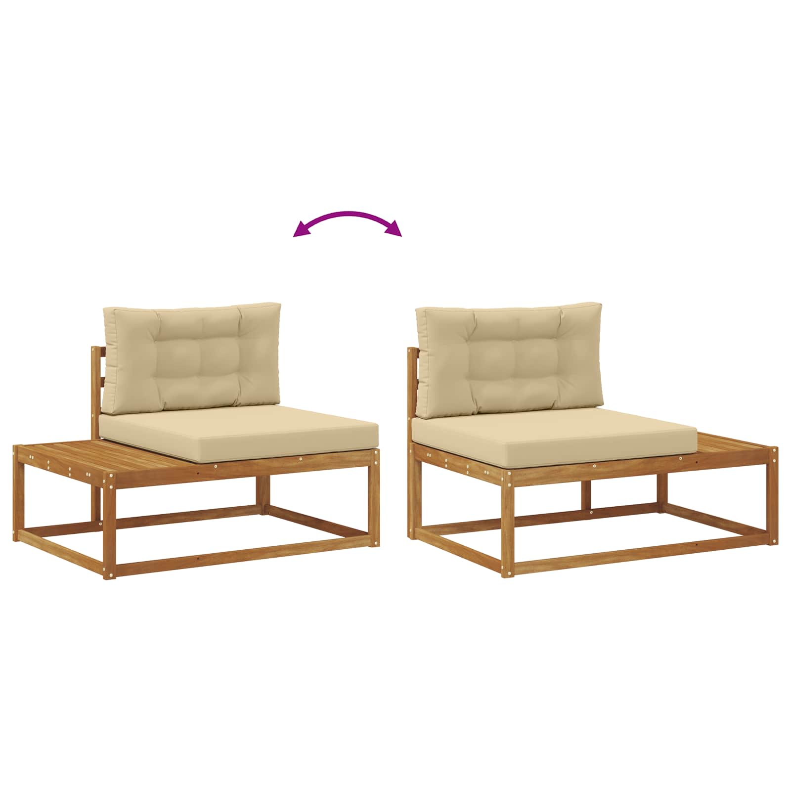 Outdoor Endsofa mit Kissen Natur 115 x 83 x 73 cm