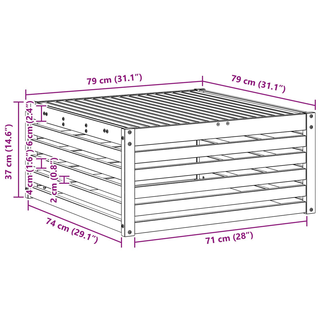 Tisch für Outdoor Massivholz Akazie Natur 79 x 79 x 37 cm