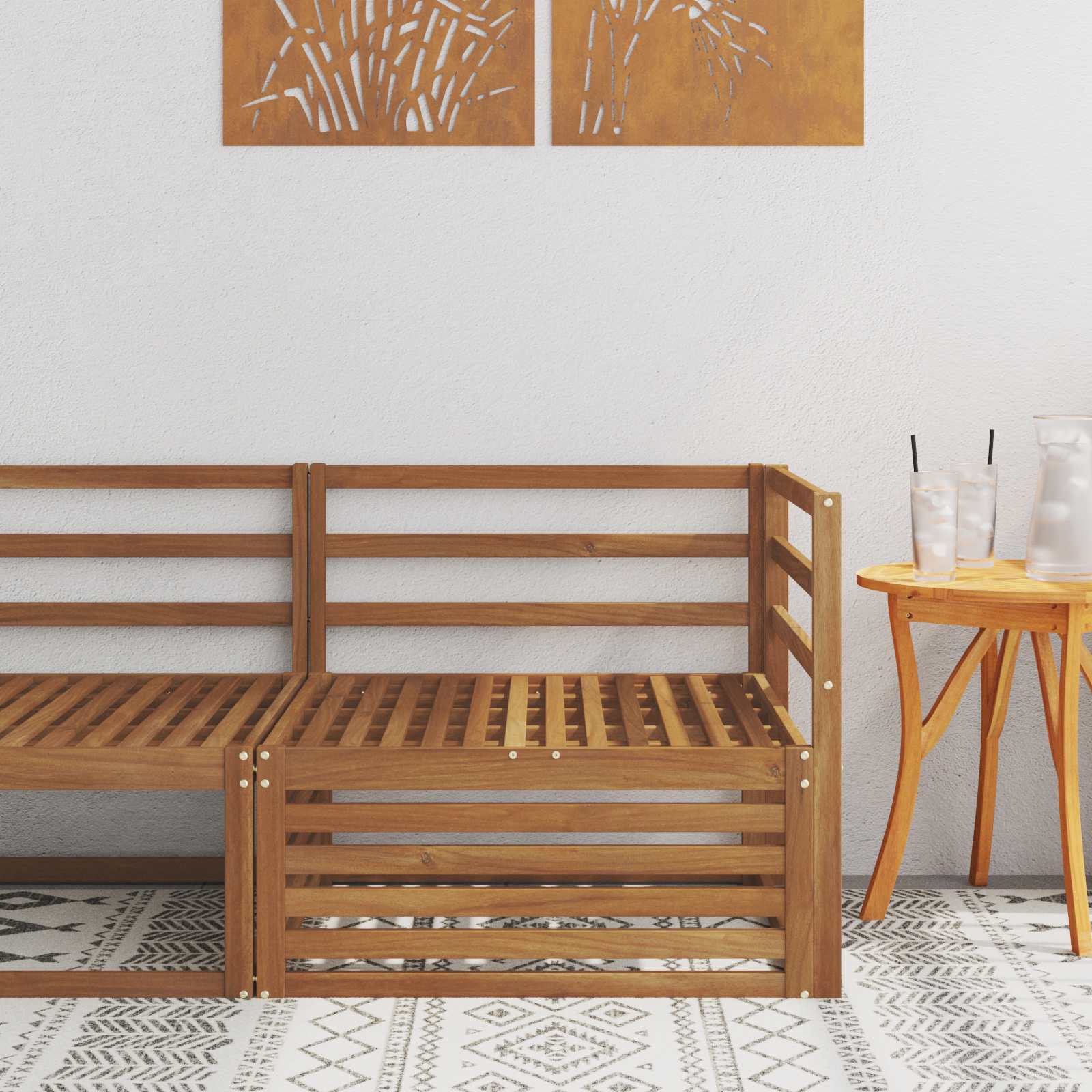 Outdoor Ecksofa Massivholz Akazie Natur 83 x 83 x 73 cm