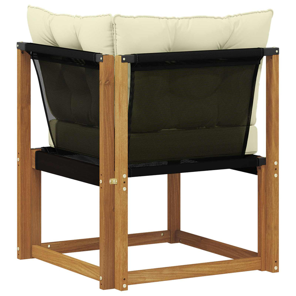 Outdoor Ecksofa Massivholz Akazie und Textilene-Stoff Natur