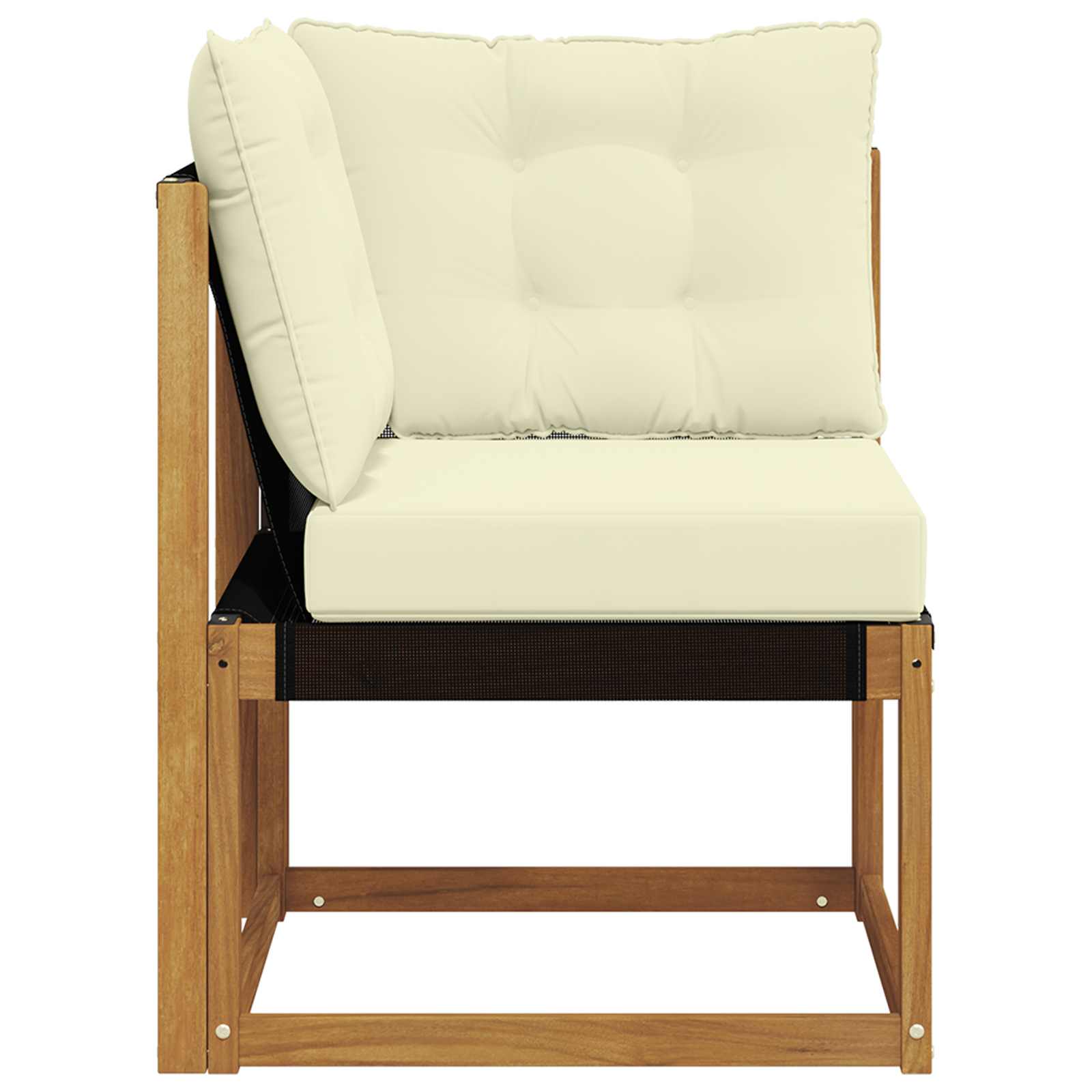 Outdoor Ecksofa Massivholz Akazie und Textilene-Stoff Natur