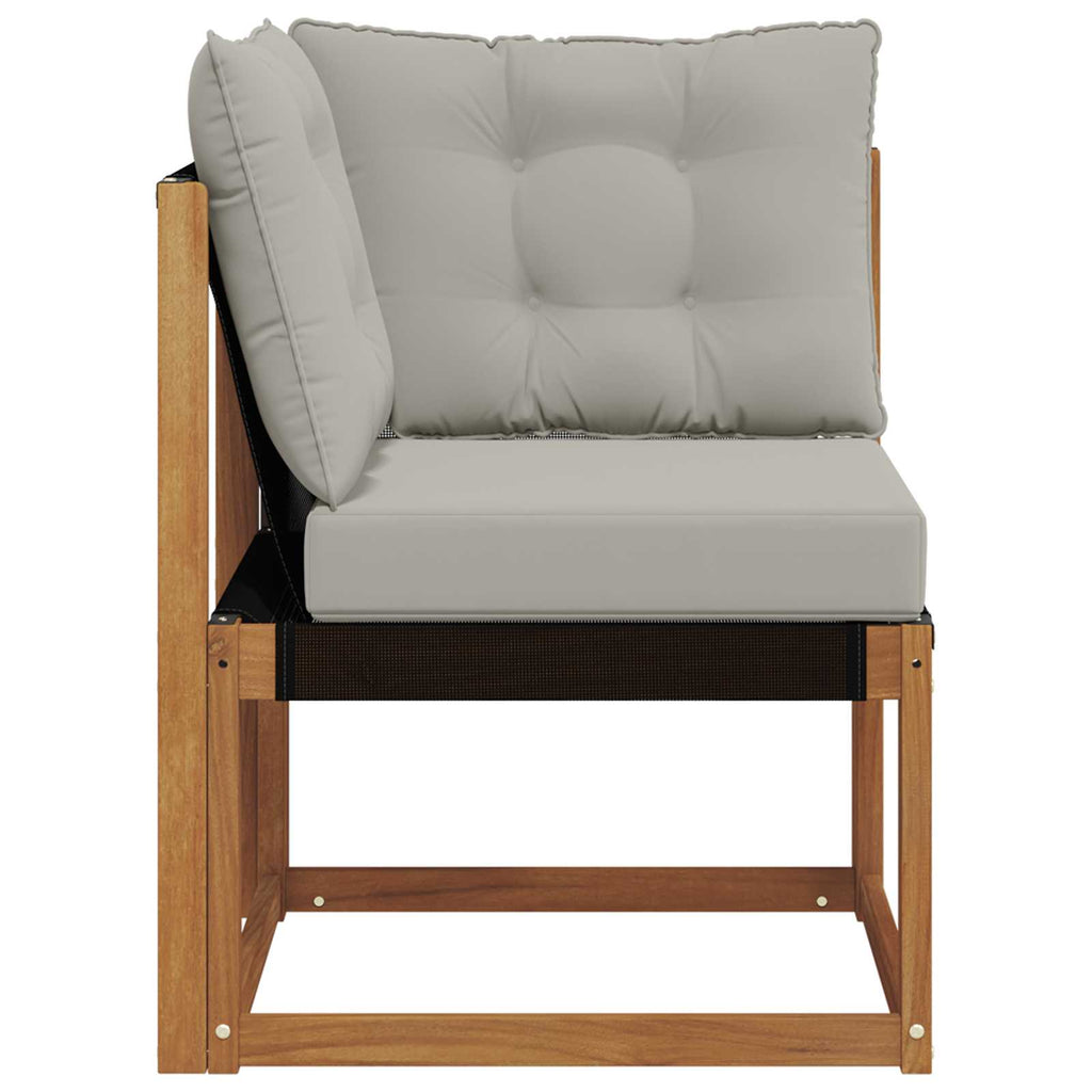 Outdoor Ecksofa Massivholz Akazie und Textilene Stoff Natur
