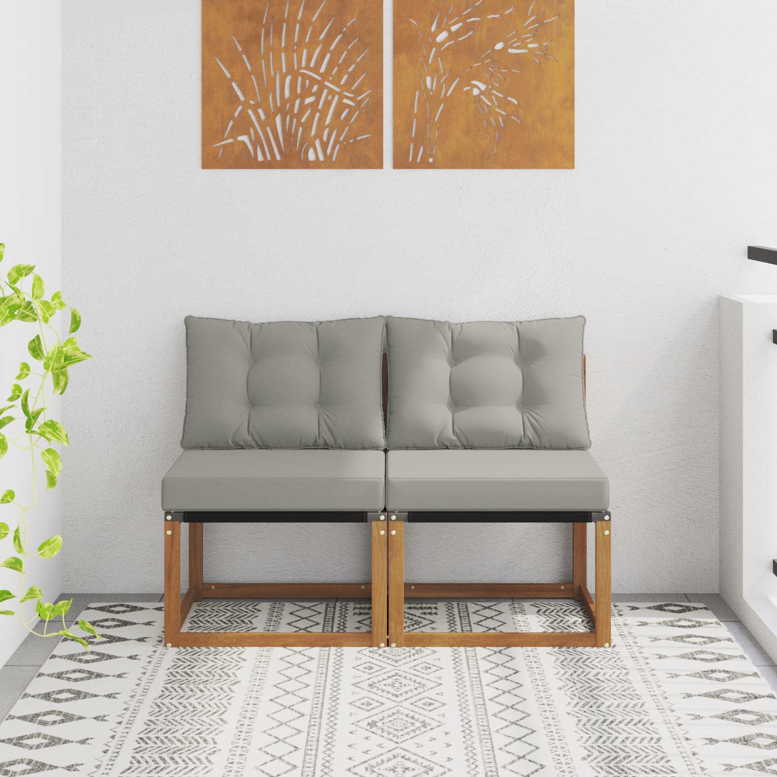 2 Stück Outdoor Mittelsofa