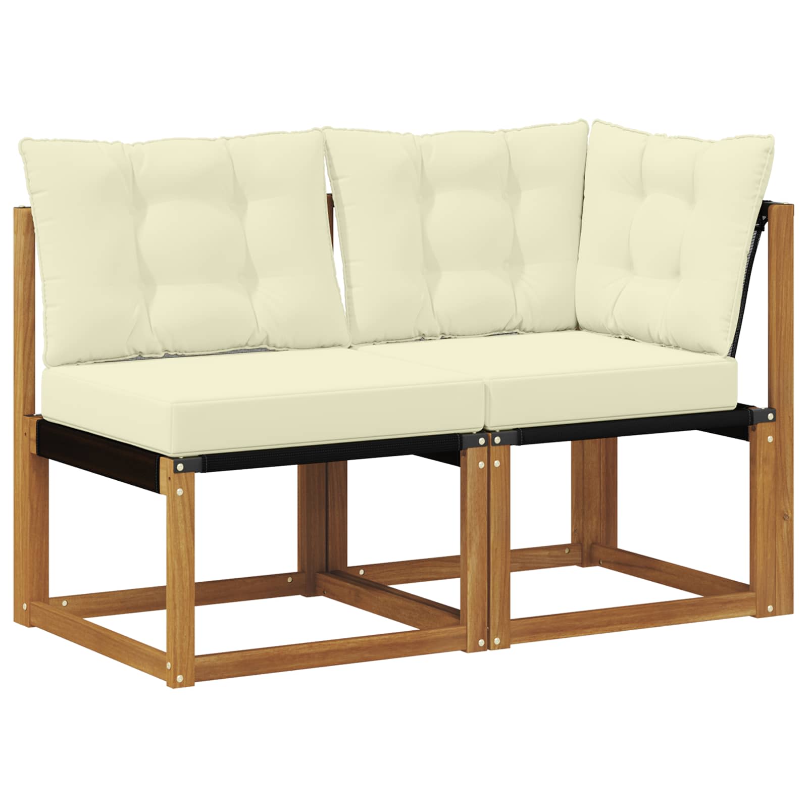 Outdoor Mittel- und Ecksofa mit Kissen 2 Stück Natur