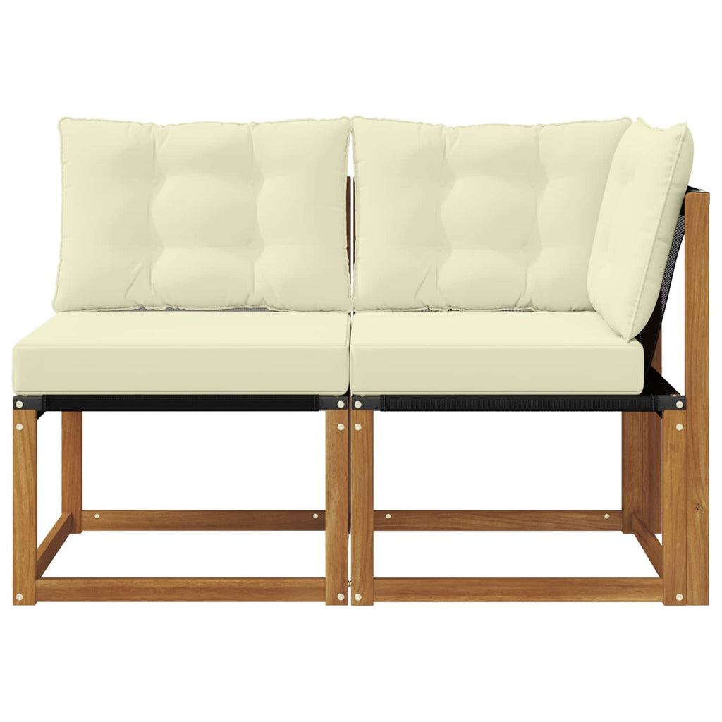 Outdoor Mittel- und Ecksofa mit Kissen 2 Stück Natur