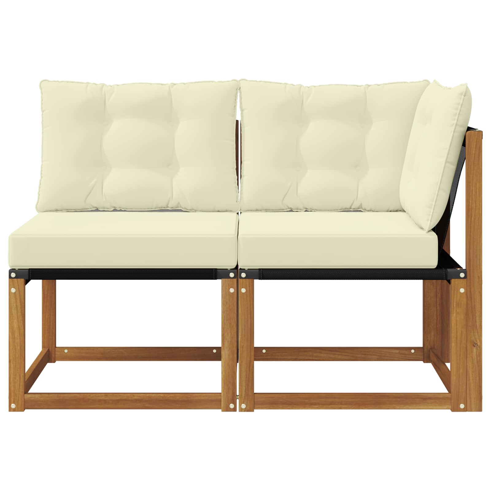 Outdoor Mittel- und Ecksofa mit Kissen 2 Stück Natur
