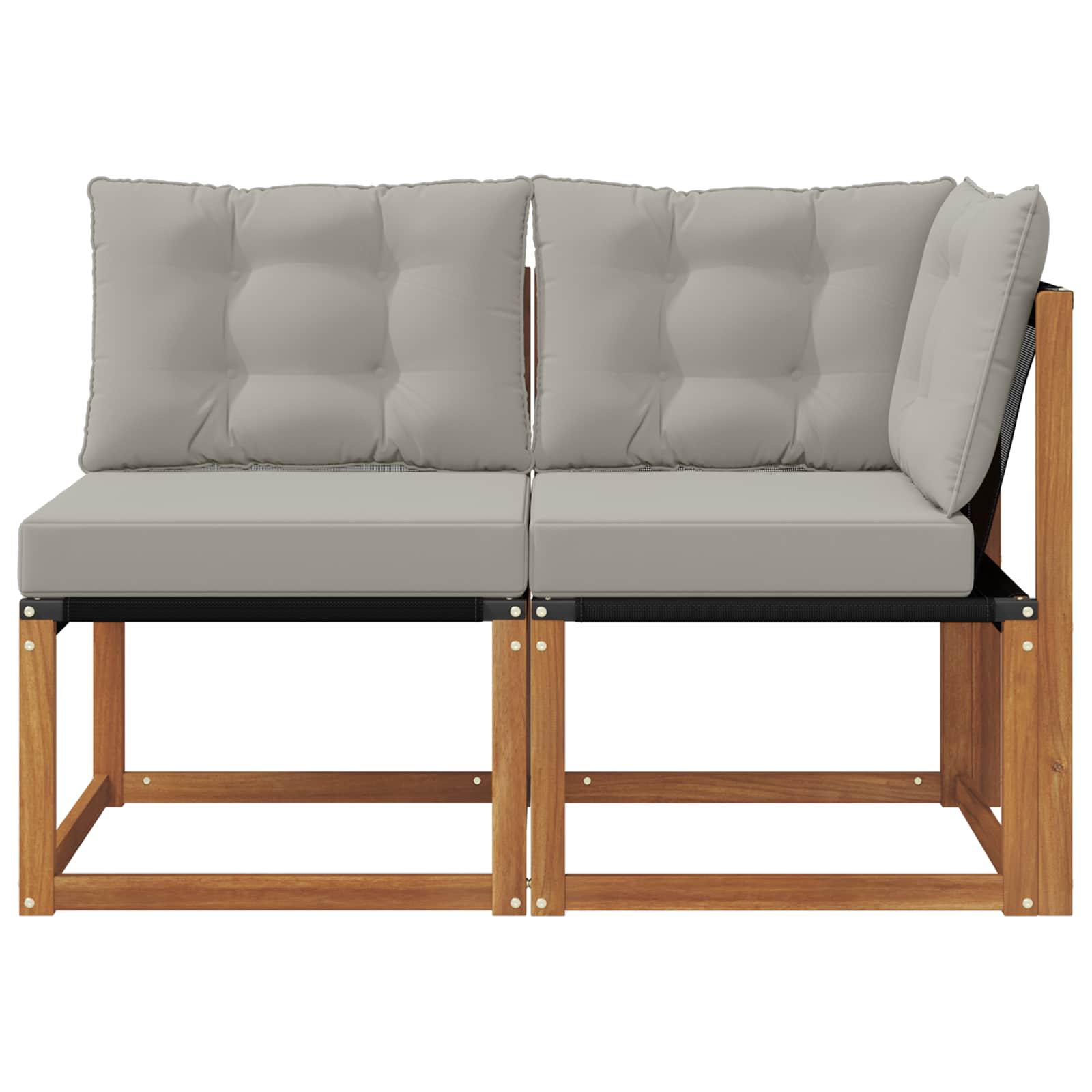 Outdoor Mittel- und Ecksofa mit Kissen 2 Stück Natur