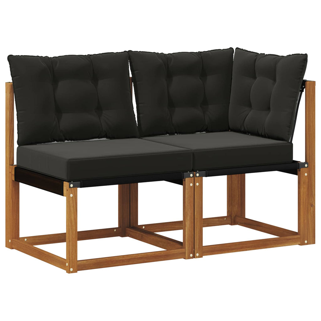Outdoor Mittel- und Ecksofa mit Kissen 2 Stück Natur