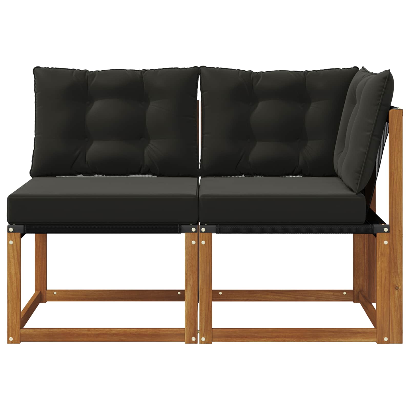 Outdoor Mittel- und Ecksofa mit Kissen 2 Stück Natur