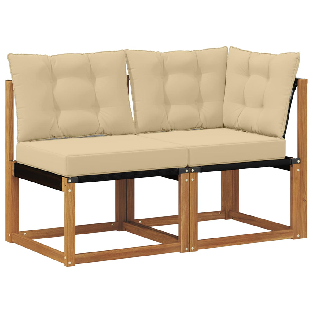 Outdoor Mittel- und Ecksofa mit Kissen 2 Stück Natur