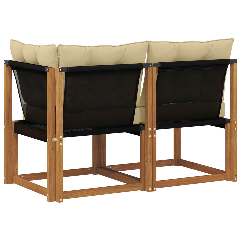 Outdoor Mittel- und Ecksofa mit Kissen 2 Stück Natur