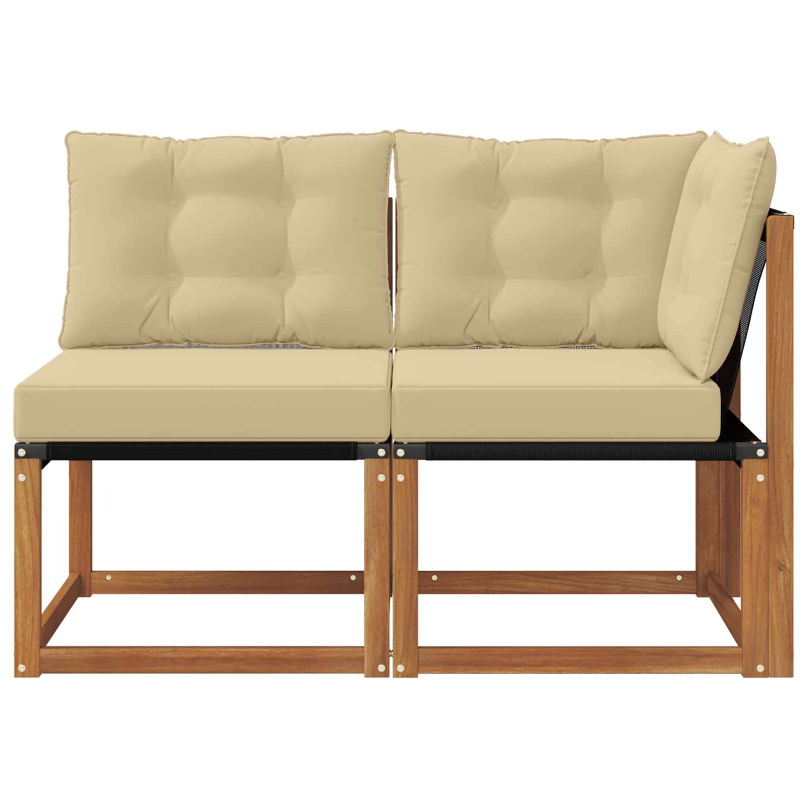 Outdoor Mittel- und Ecksofa mit Kissen 2 Stück Natur