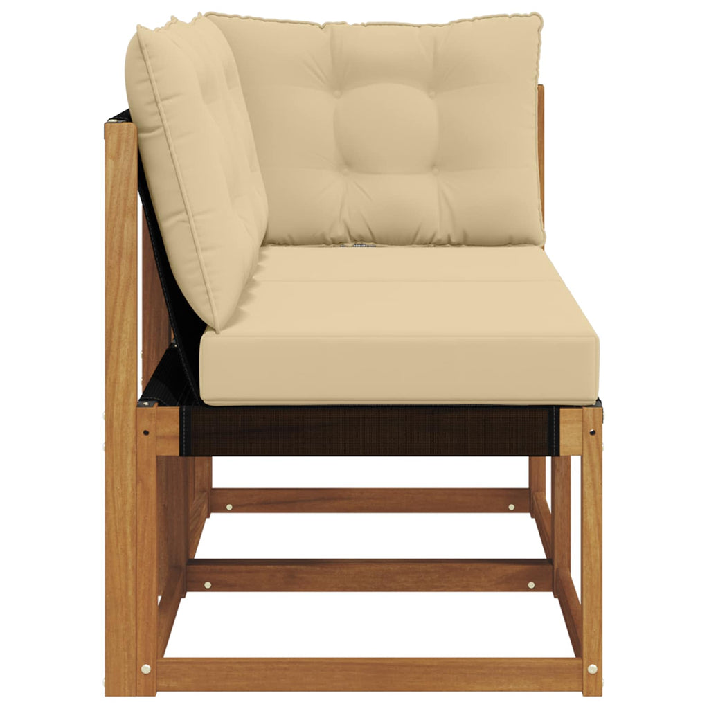 Outdoor Mittel- und Ecksofa mit Kissen 2 Stück Natur